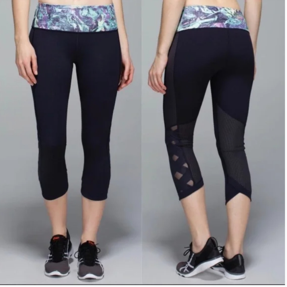 Lululemon Var City Naval Blue Iridescent Multi Crop Leggings - Picture 1 of 16